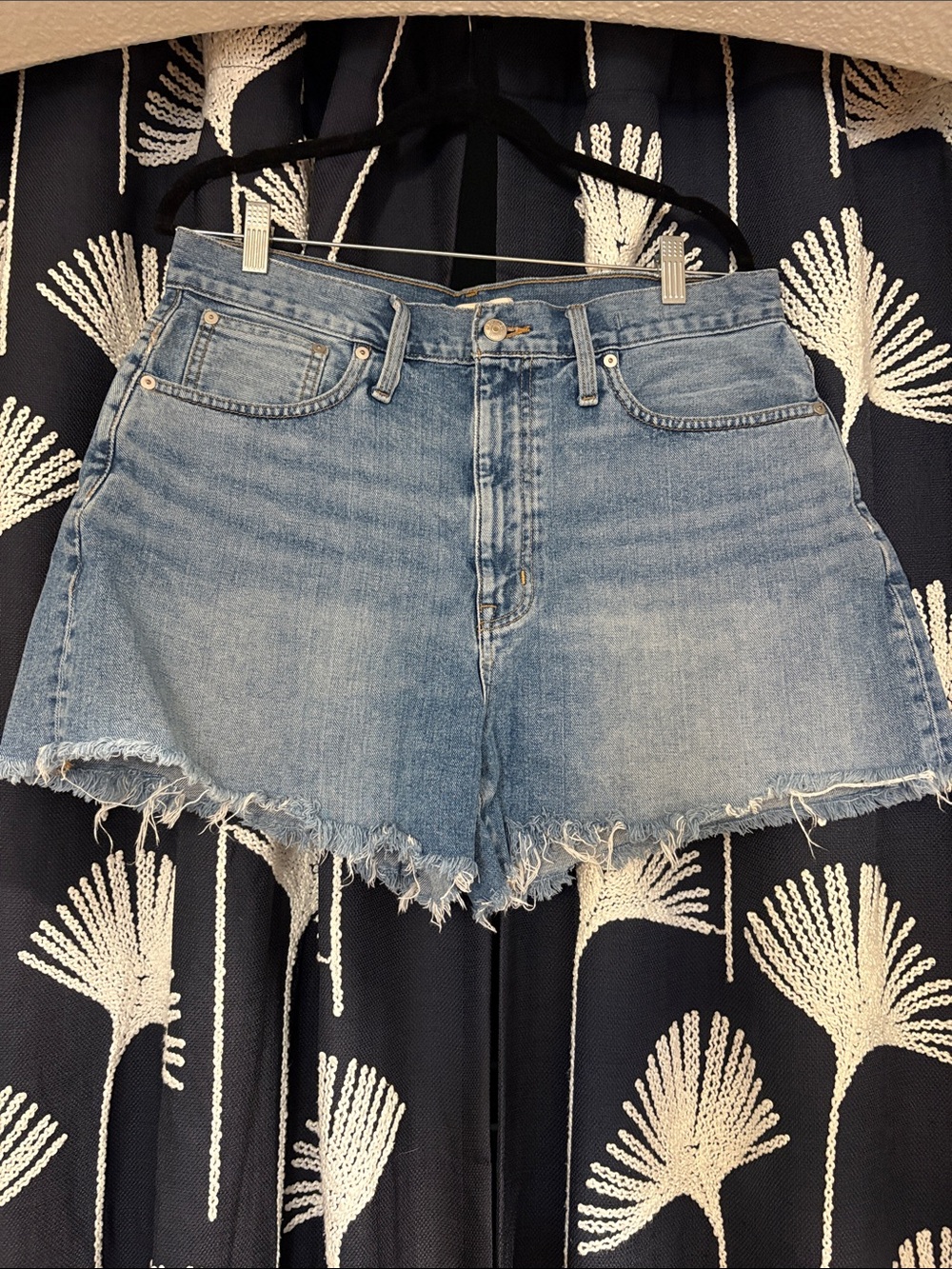 Madewell Light Blue Denim Frayed Hem Cutoff Shorts